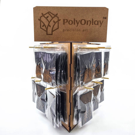 PolyOnlay lasercut Earrings - PACKAGED - Pack of 50 Assorted