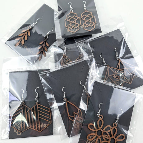 PolyOnlay lasercut Earrings - PACKAGED - Pack of 50 Assorted